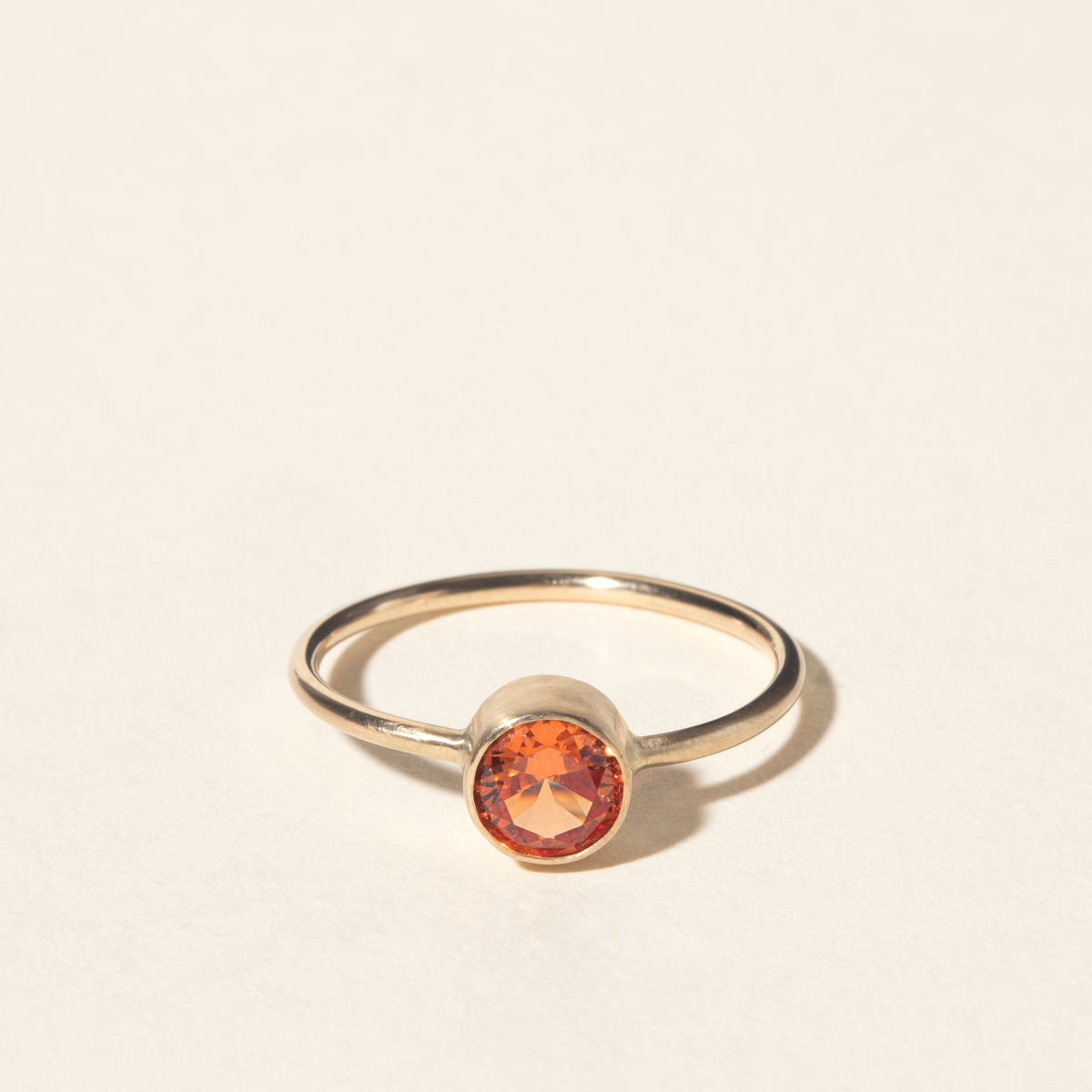 14k Gold Solitaire Ring - Padparadscha