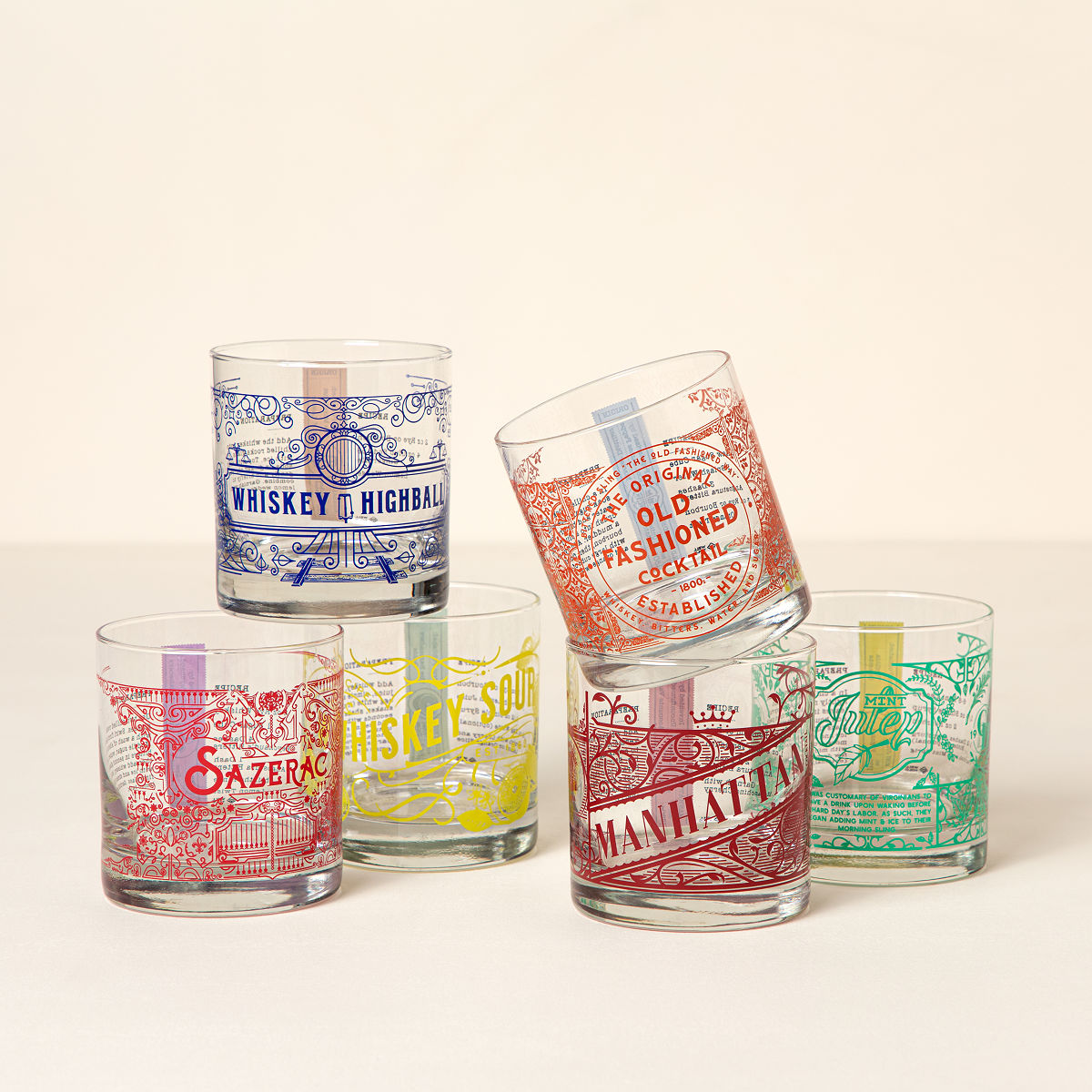 U.S. Whiskey History Glasses - Set of 6