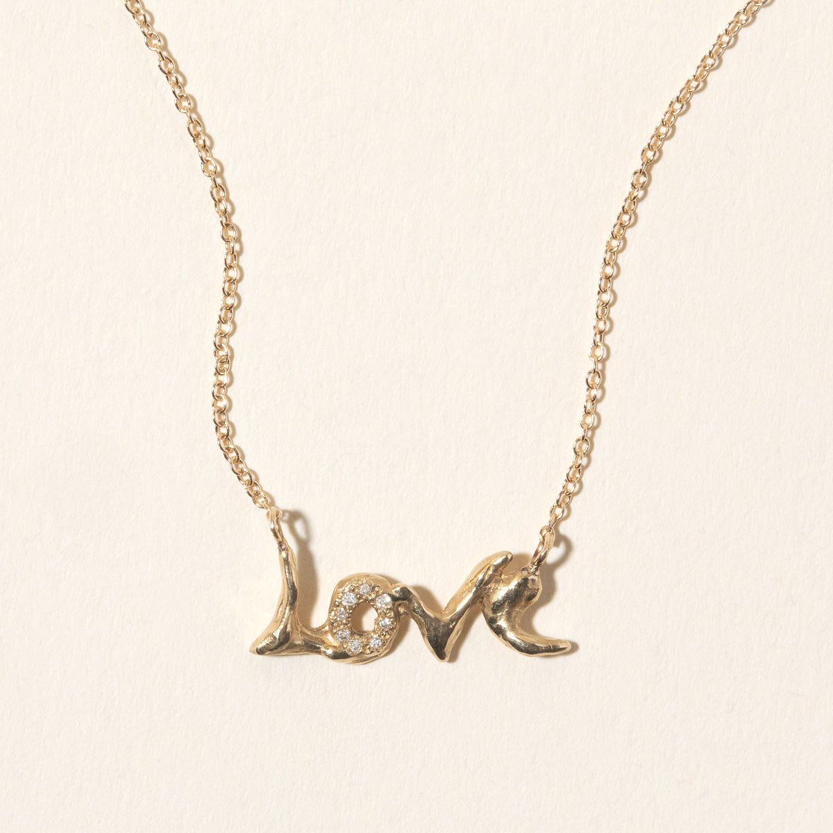 14k Gold & Diamond "Love" Necklace