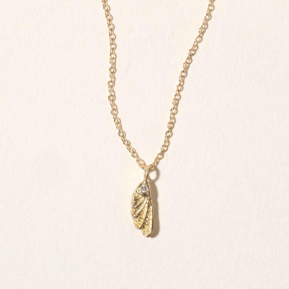 14k Gold & Diamond Hummingbird Wing Necklace