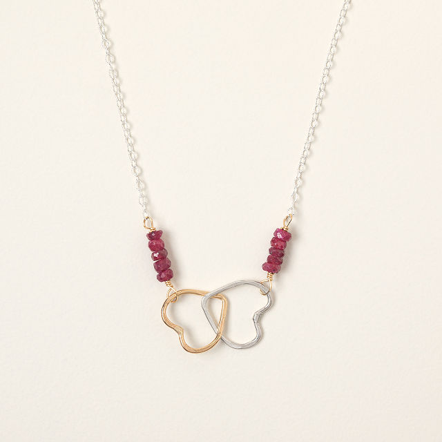 Linked Hearts Ruby Necklace Hearts Necklace Goods