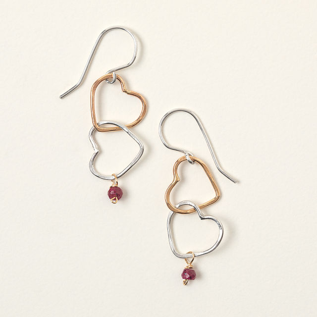 Linked Hearts Ruby Earrings Hearts Earrings Goods