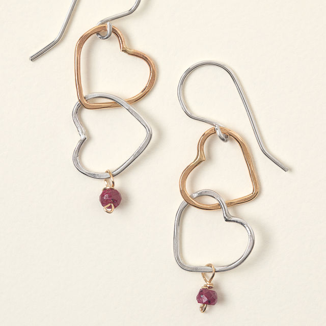 Linked Hearts Ruby Earrings Hearts Earrings Goods