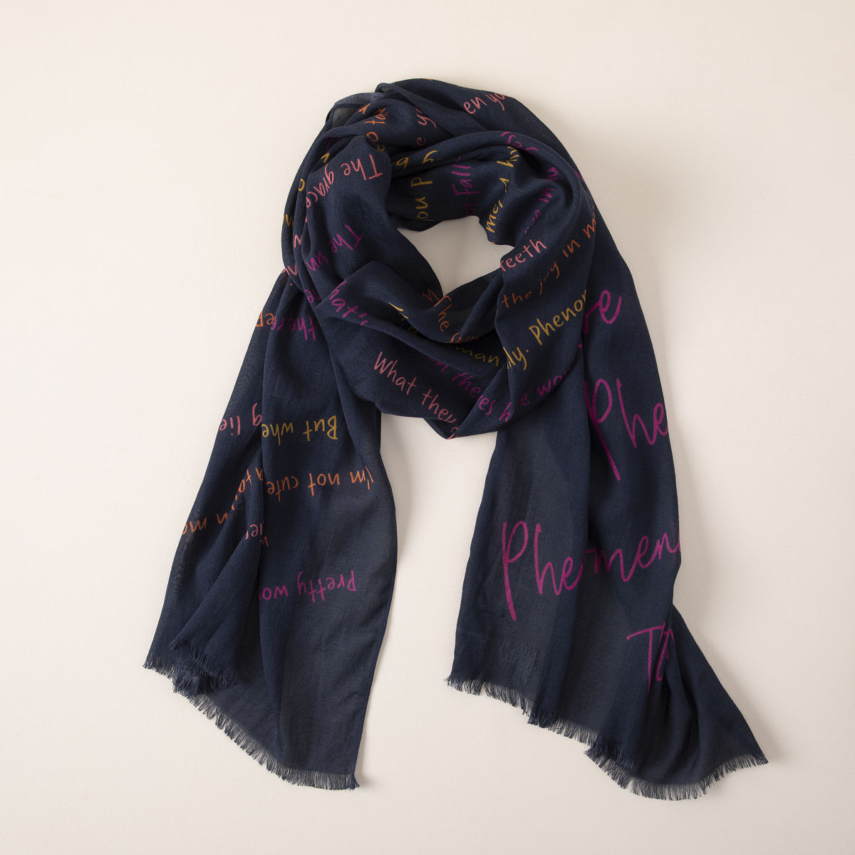 Maya Angelou Phenomenal Woman Scarf - Navy and Pink