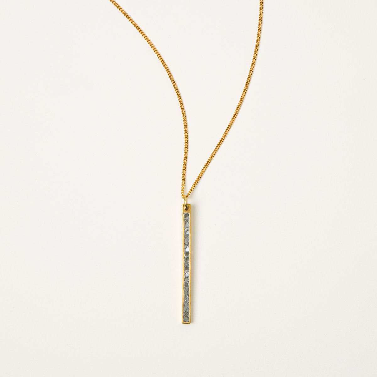 Sliced Raw Diamond Bar Necklace