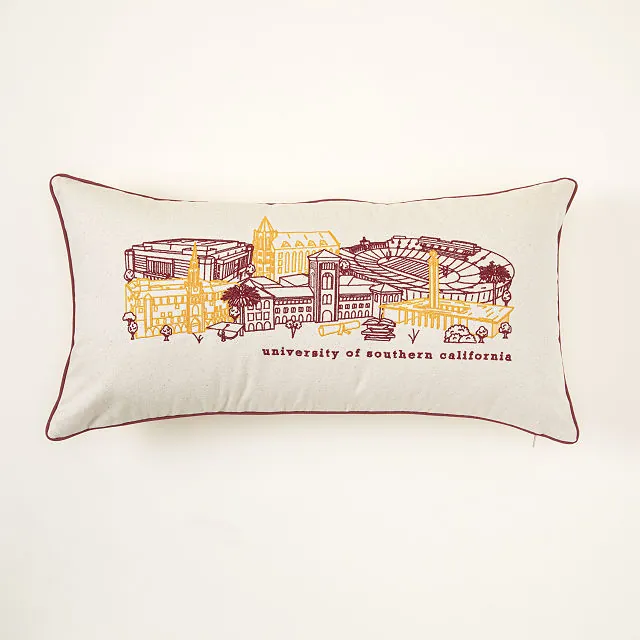 College Cityscape Embroidered Pillow - USC