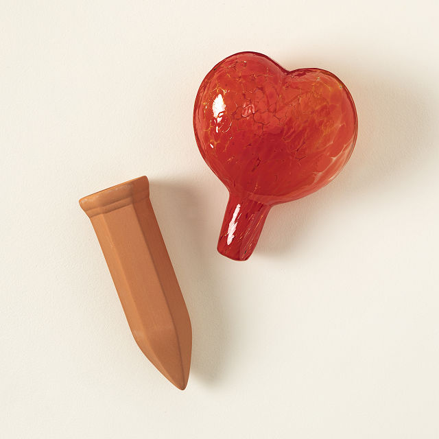 Handblown Heart Glass Watering Stake Goods