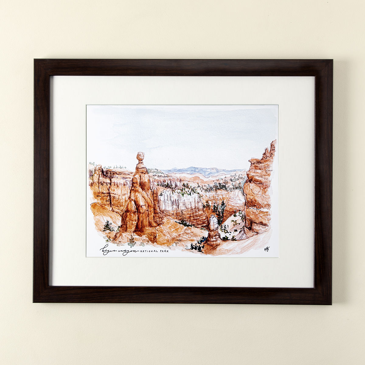 National Park Watercolor Art - Bryce Canyon - Framed