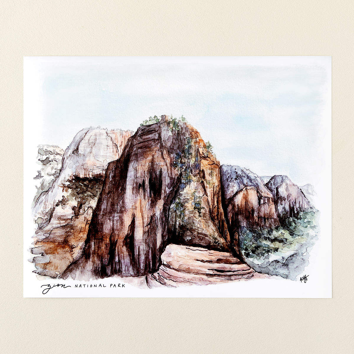 National Park Watercolor Art - Zion - Unframed