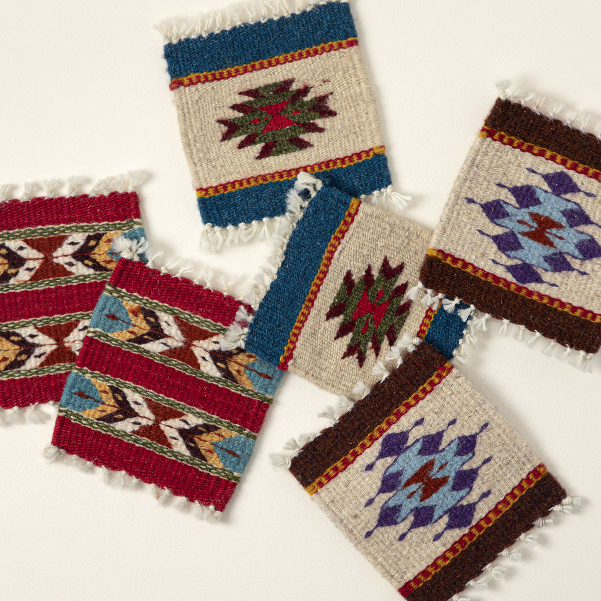 Handwoven Mexican Wool Coasters Home Decor Goods