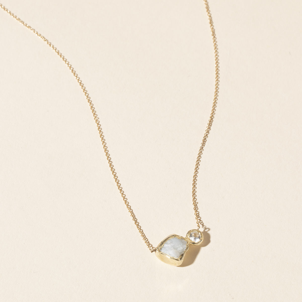 14k Gold Aqua Moon & Stars Pendant