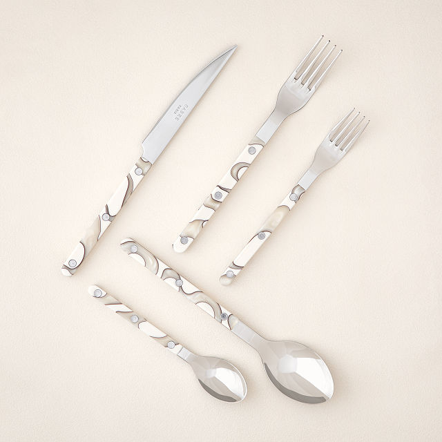 Marbled Bistro Flatware 5 Piece Set Dining Goods