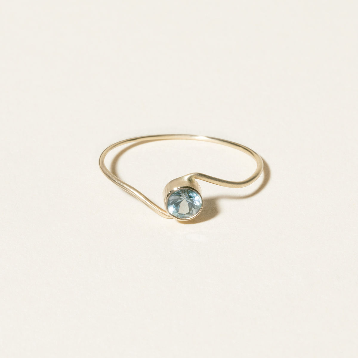 14k Gold Twist Ring - Blue Zircon