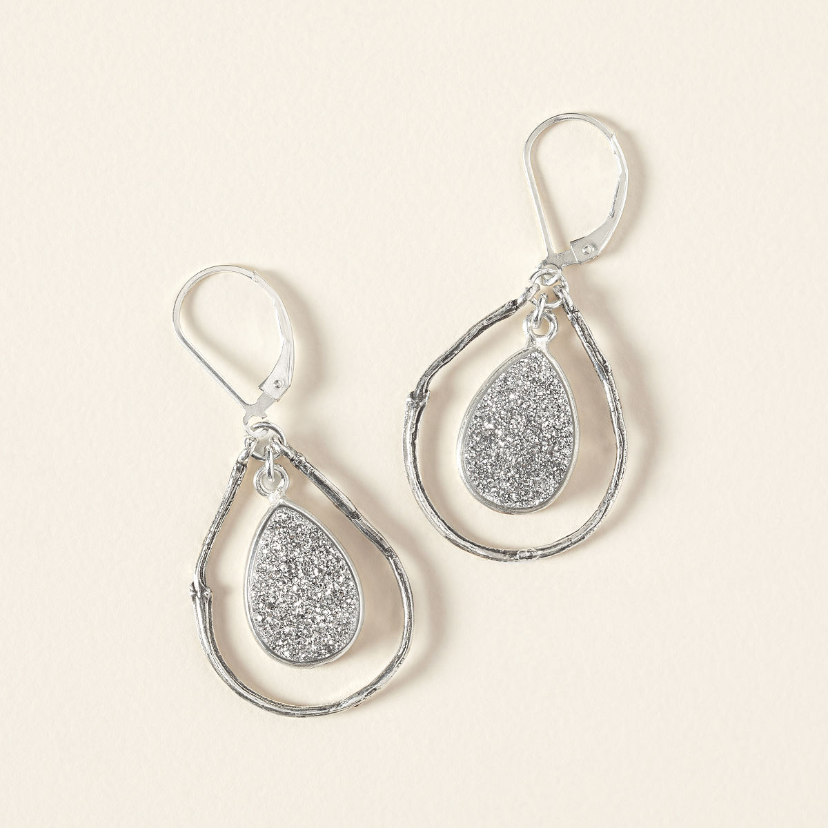 Sparkle & Shine Druzy Drop Earrings - Silver Druzy