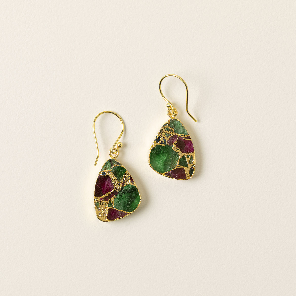 Mosaic Stone Earrings - Green Multi
