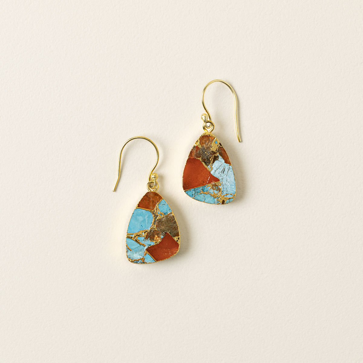 Mosaic Stone Earrings - Orange Multi