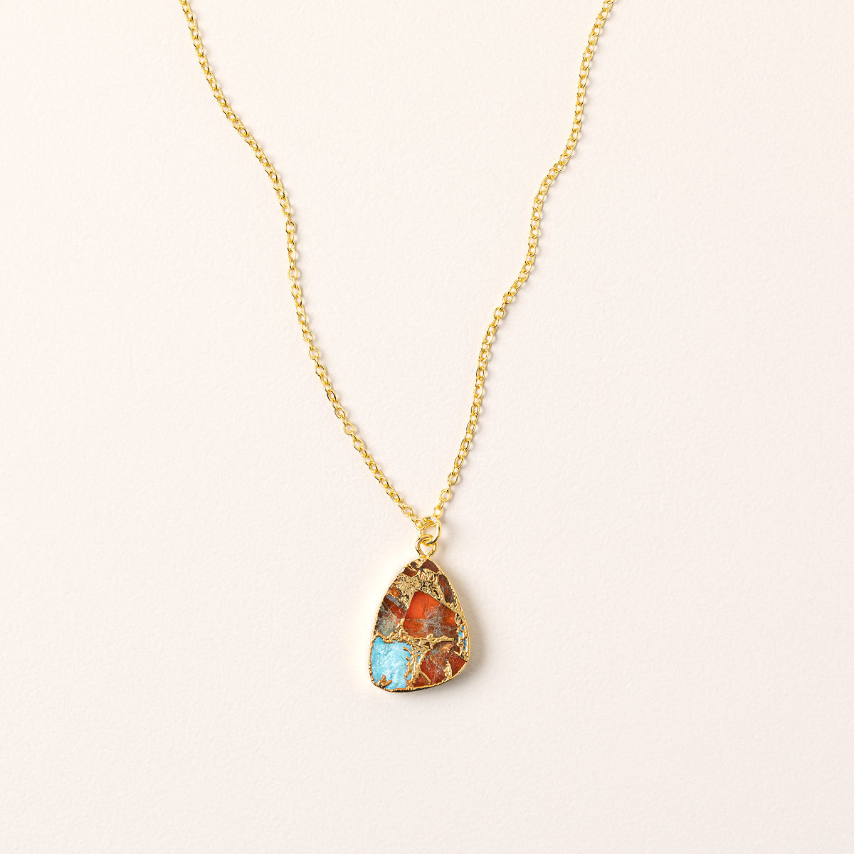 Mosaic Stone Necklace - Orange Multi
