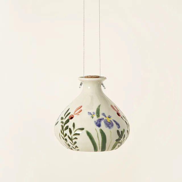 Hand-Painted Porcelain Hummingbird Feeder