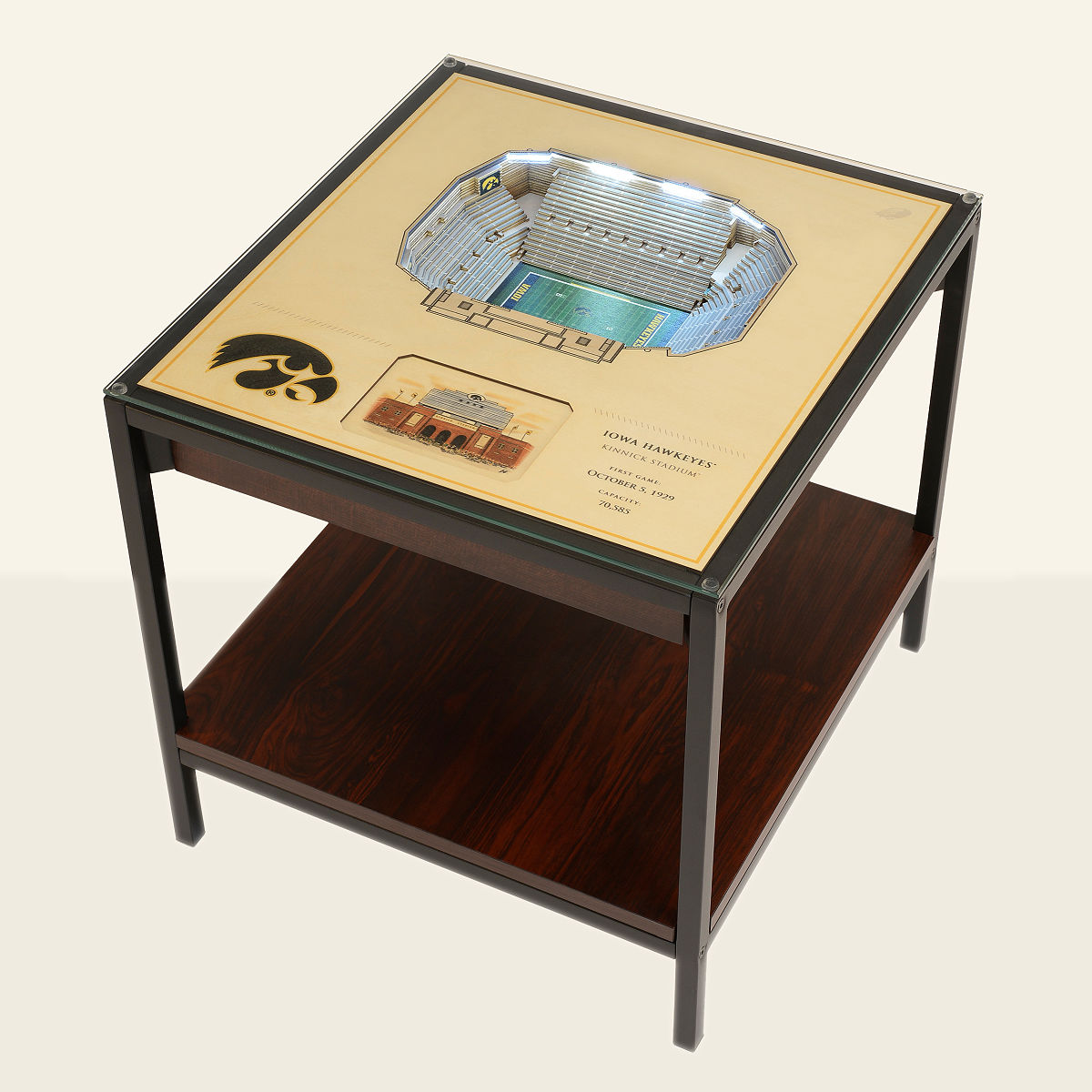 College Football Stadium Lights End Table - University of Iowa