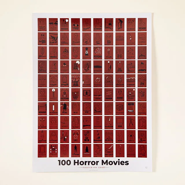 100 Horror Movies Scratch Off Chart