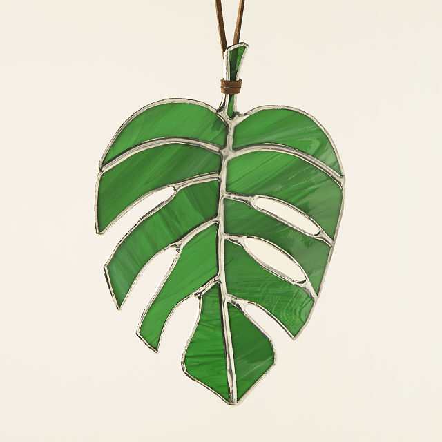 Stained Glass Monstera Window Charm Goods