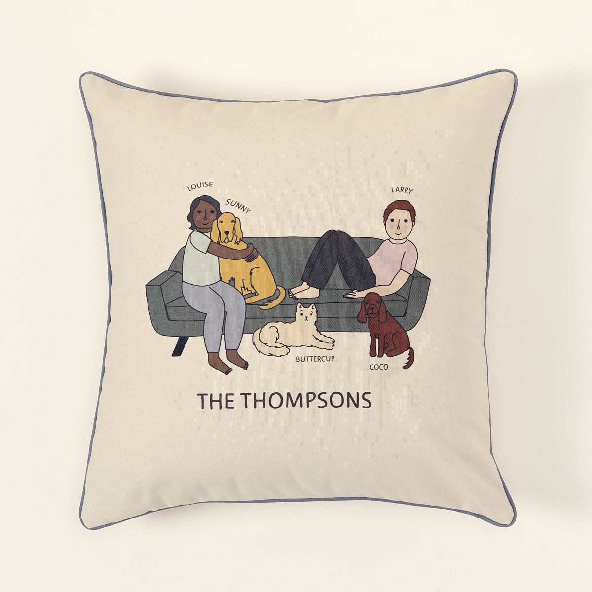 Personalized Pet-Family Pillow - 2 Figures, 1-6 Pets