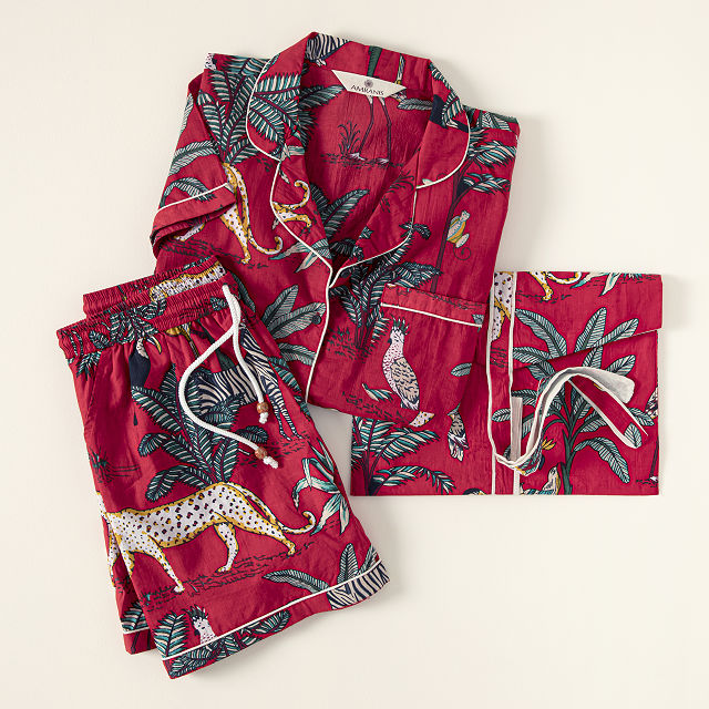Jungle Print Pajama Short Sets