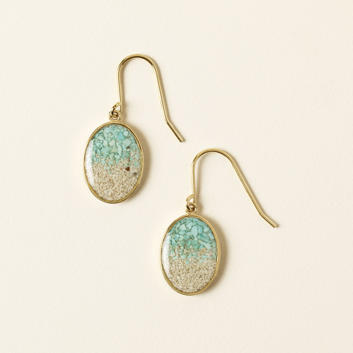 Custom Sand & Turquoise Gradient Earrings - Gold - Choose From Sand Bank