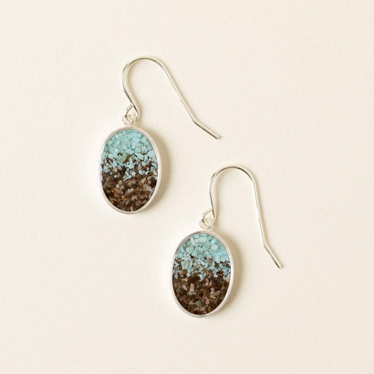 Custom Sand & Turquoise Gradient Earrings - Silver - Choose From Sand Bank