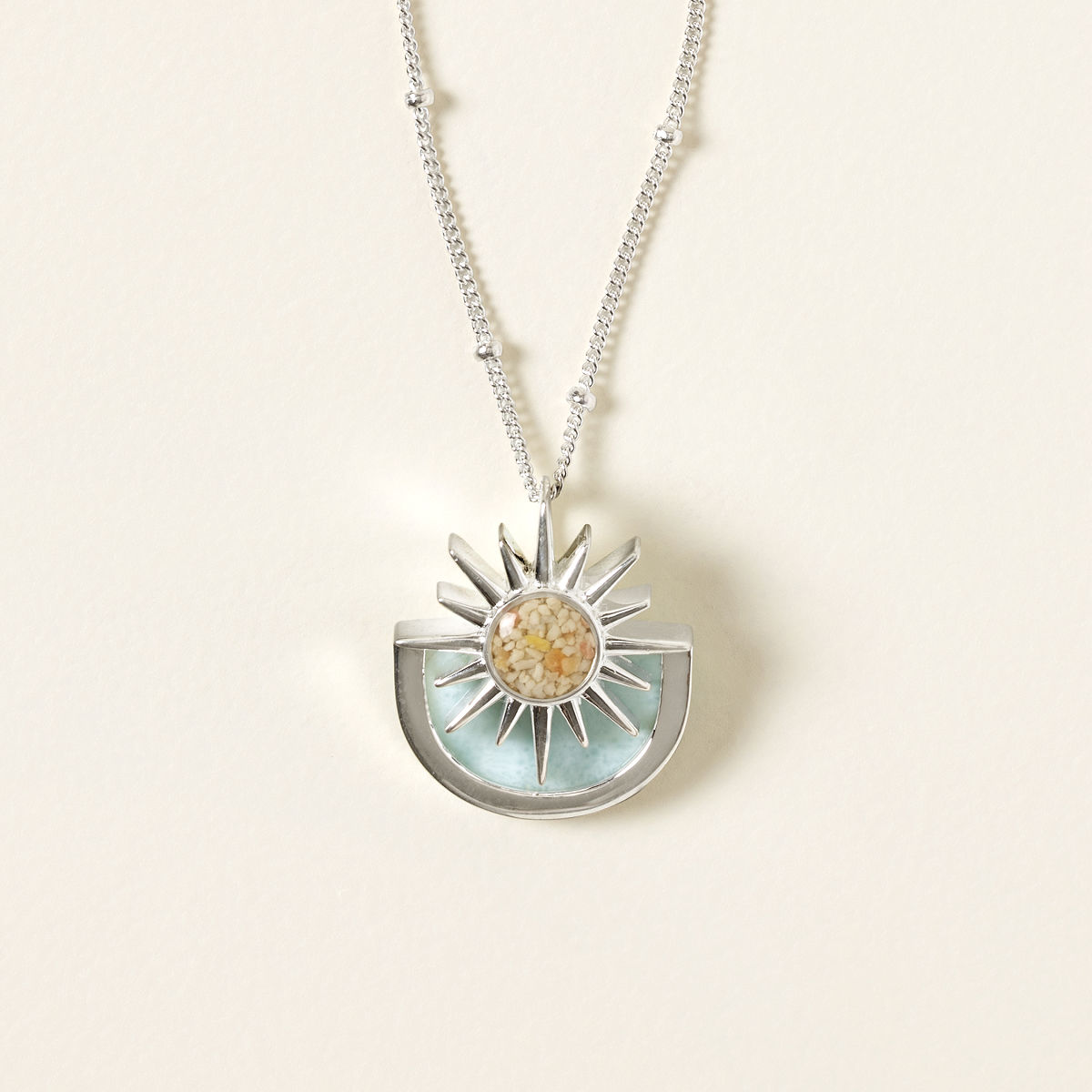 Custom Sand & Larimar Sunburst Necklace