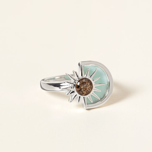 Custom Sand & Larimar Sunburst Ring
