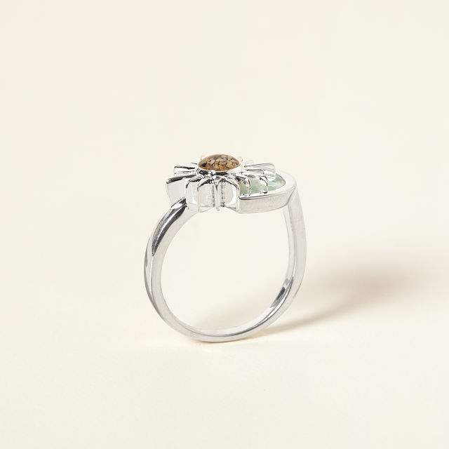 Custom Sand & Larimar Sunburst Ring