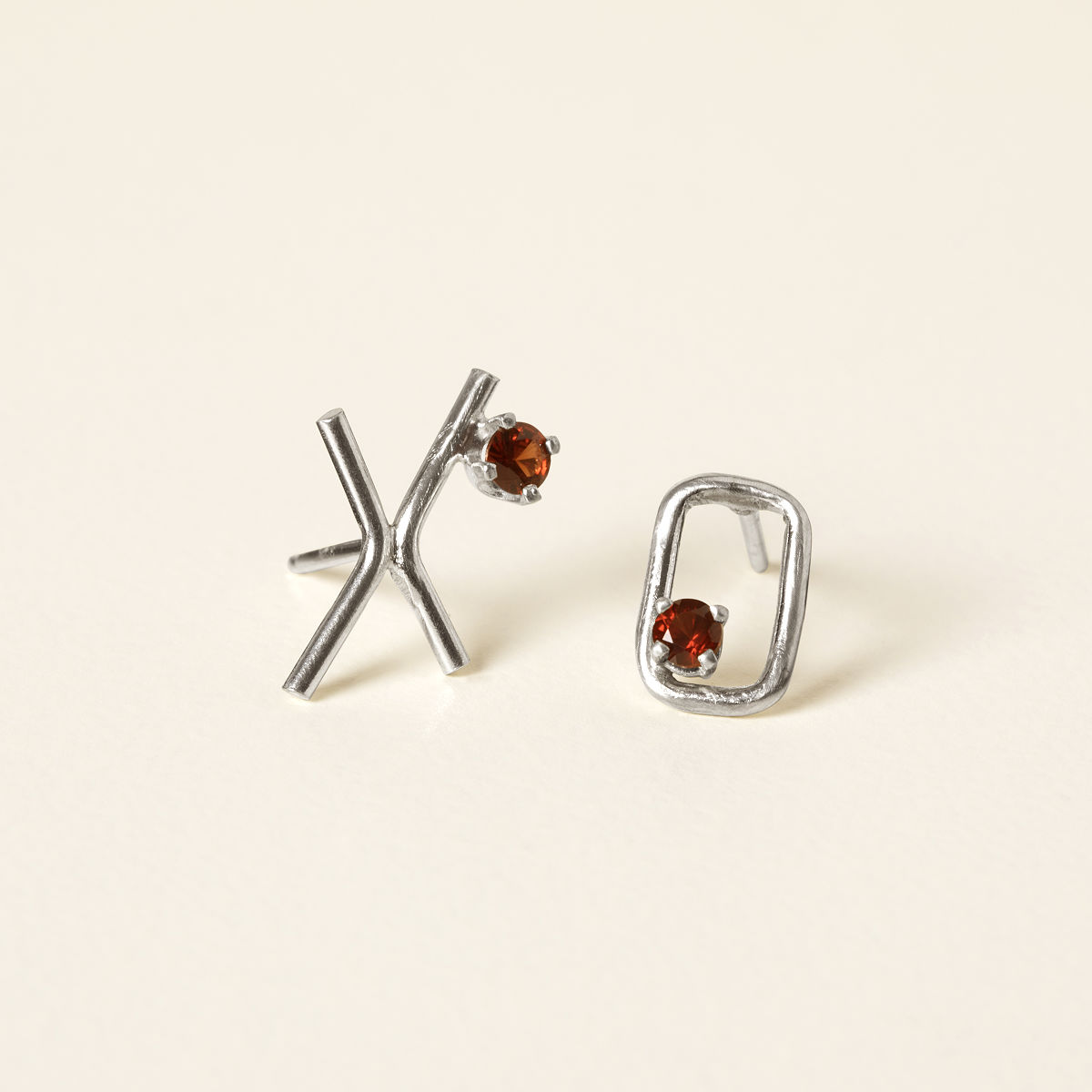 XO Garnet Stud Earrings