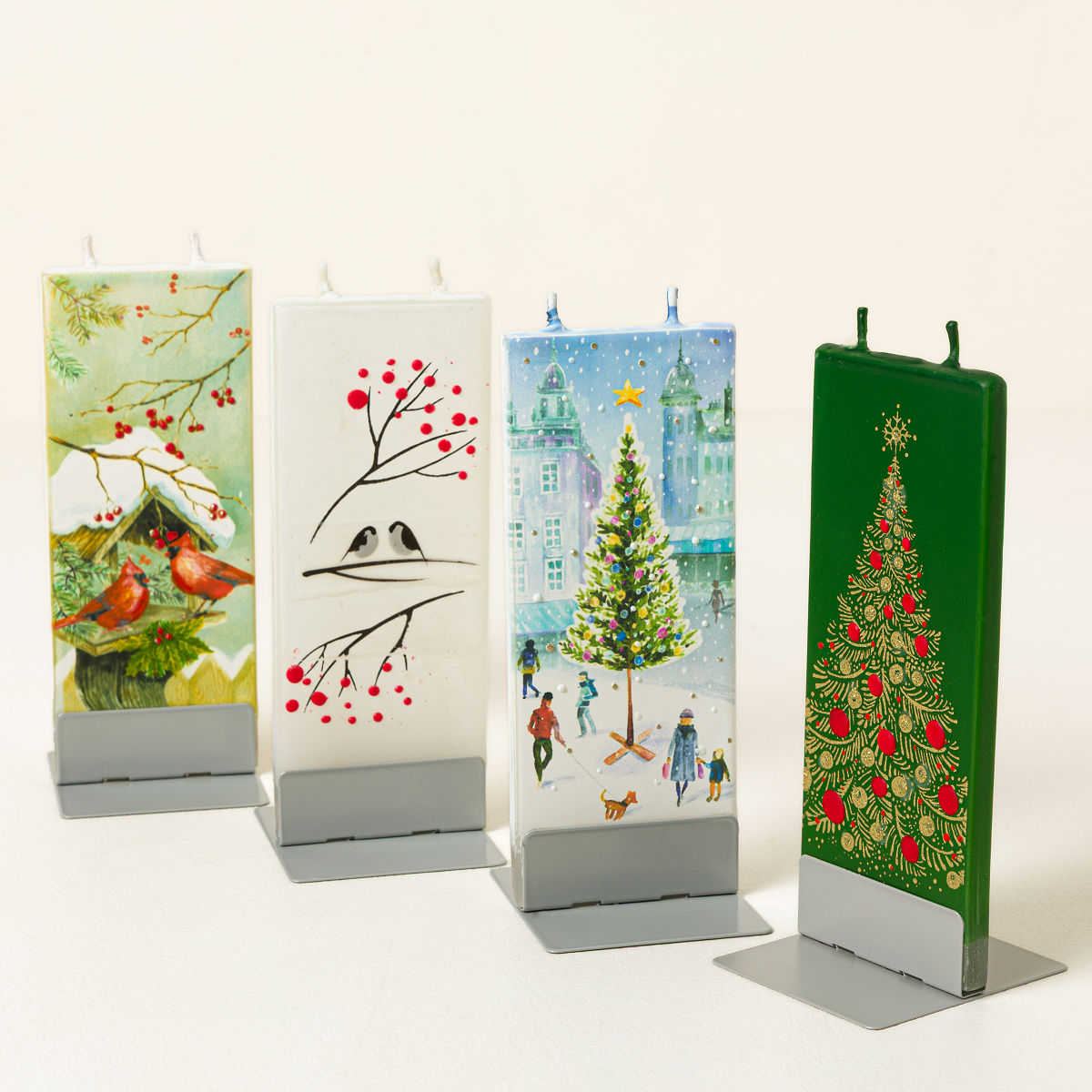 Hand-Painted Holiday Flat Candle