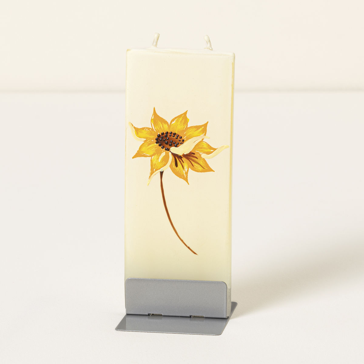 Hand-Painted Floral Flat Candle - Sunflower