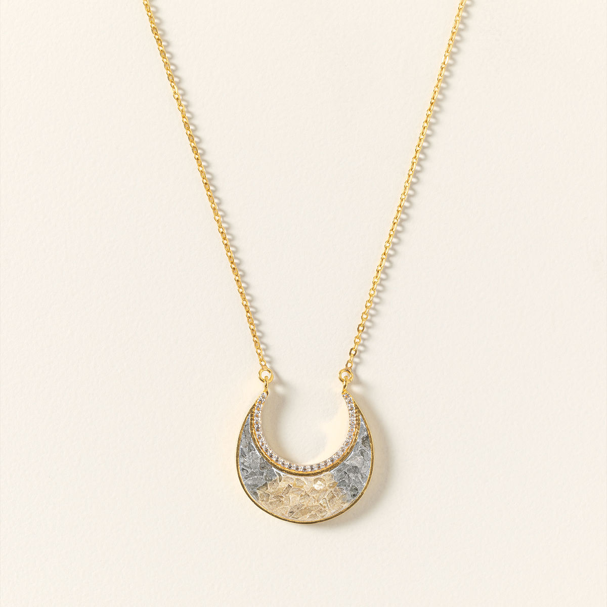 Sliced Raw Diamond Crescent Necklace