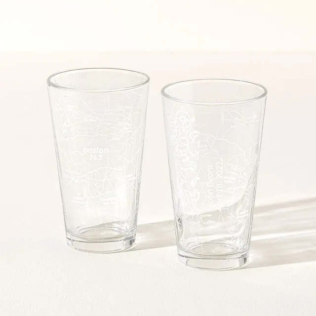 Goods Personalized Etched Marathon Pint Glass Set Marathon