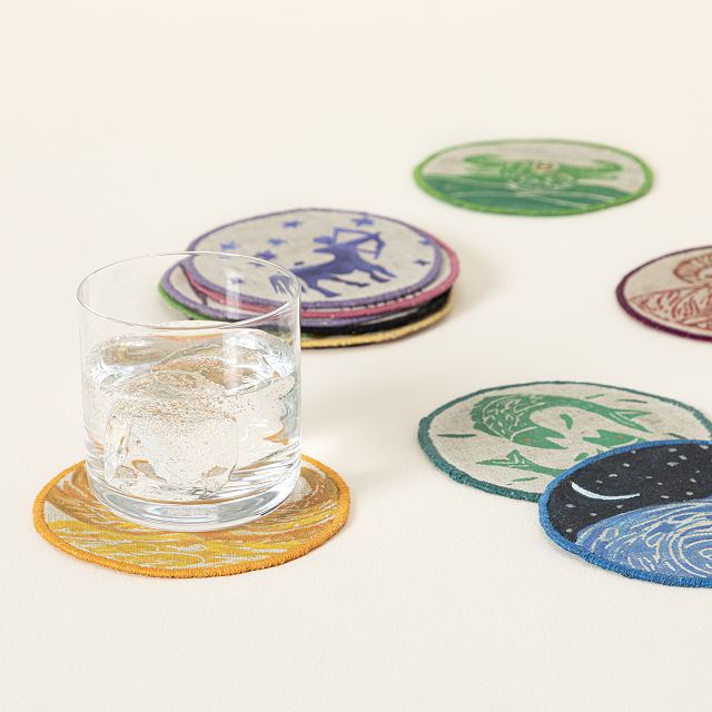HandDyed Zodiac Coasters Drinking Goods