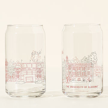 College Cityscape Can-Shaped Glasses - Set of 2