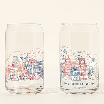 College Cityscape Can-Shaped Glasses - Set of 2