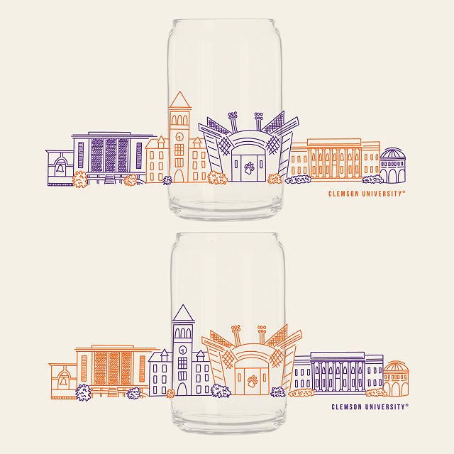 College Cityscape Can-Shaped Glasses - Set of 2