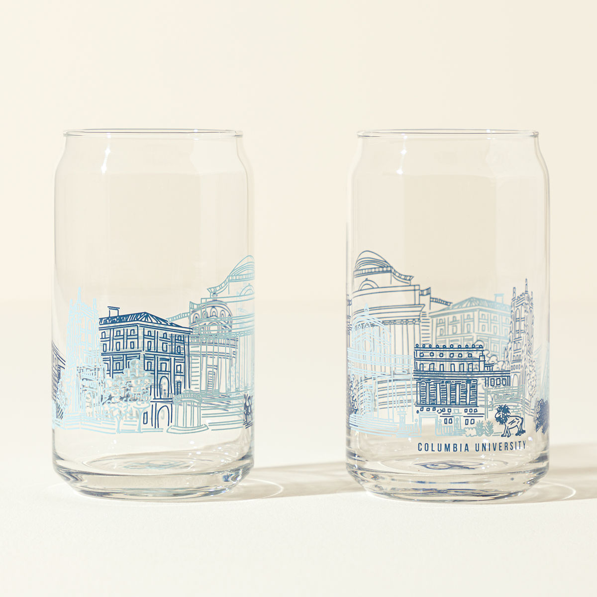College Cityscape Can-Shaped Glasses - Set of 2 - Columbia University