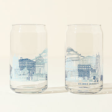 College Cityscape Can-Shaped Glasses - Set of 2