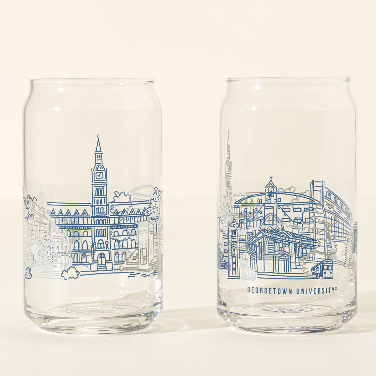 College Cityscape Can-Shaped Glasses - Set of 2 - Georgetown University