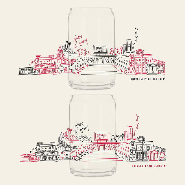 College Cityscape Can-Shaped Glasses - Set of 2