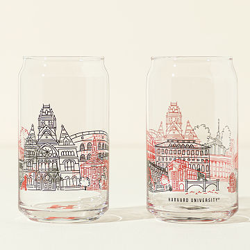 College Cityscape Can-Shaped Glasses - Set of 2