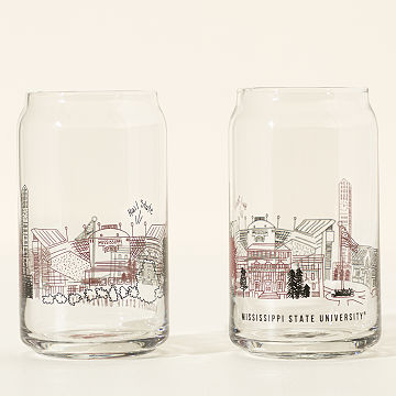 College Cityscape Can-Shaped Glasses - Set of 2