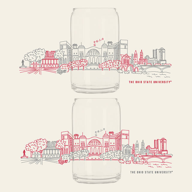 College Cityscape Can-Shaped Glasses - Set of 2