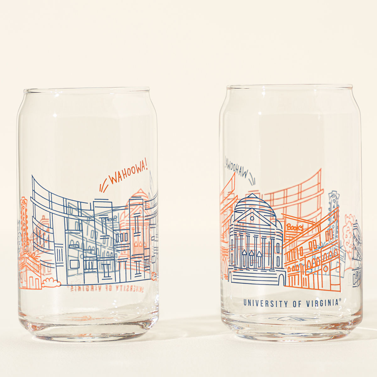 College Cityscape Can-Shaped Glasses - Set of 2 - University of Virginia