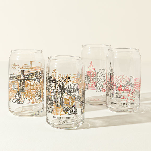 College Cityscape Can-Shaped Glasses - Set of 2